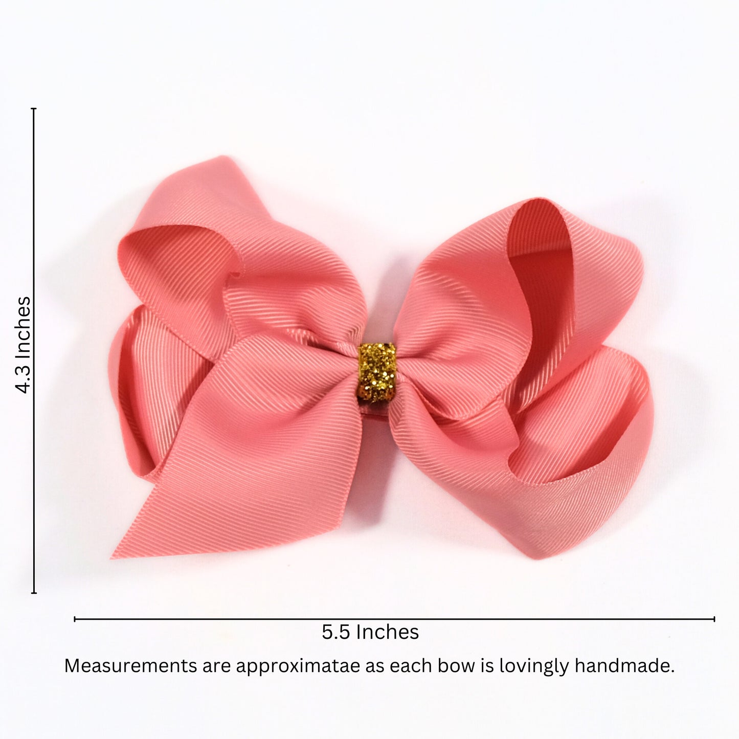 Set of 2 -  Grosgrain Hair Bows in Pink Gingham & Dusty Rose
