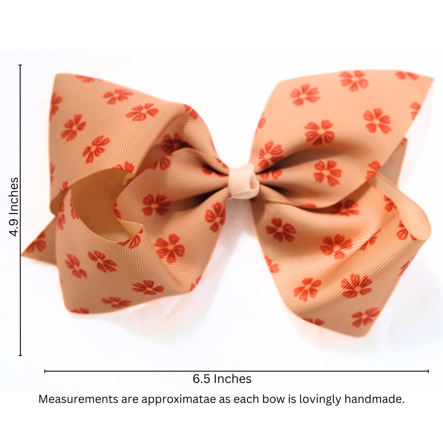 Set of 2 -  Floral Grosgrain Hair Bow in Peach Florals & Mandarin Orange