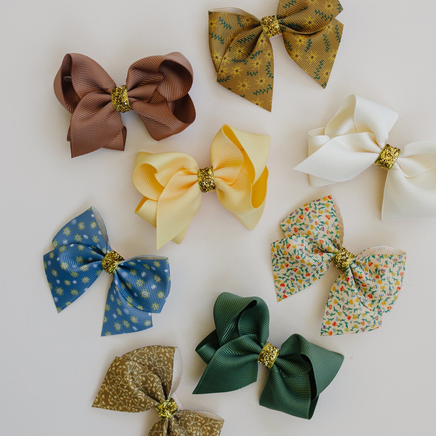 3" Hair Bows for Girls - No Slip Clip - 8 Pack Singles