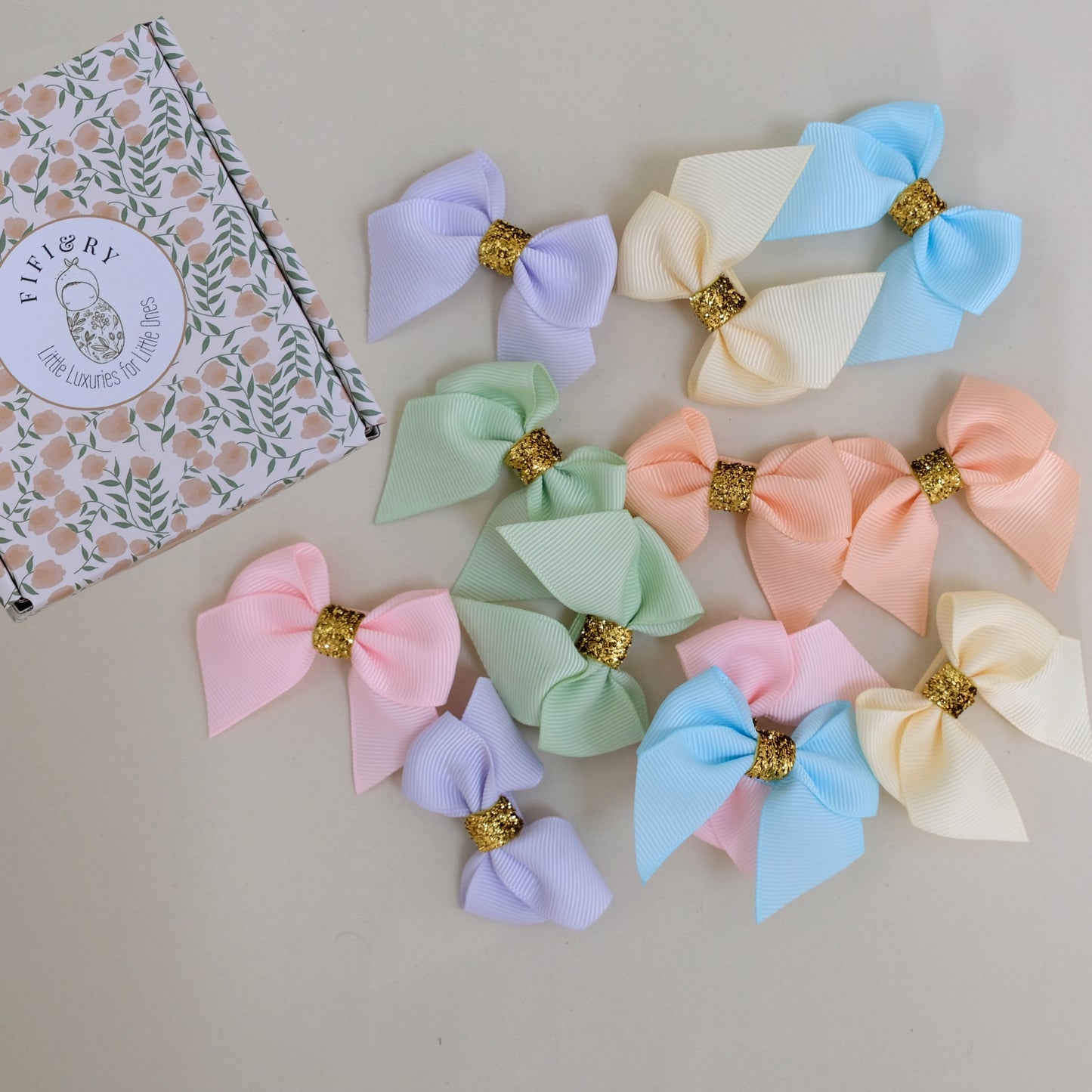 2" Hair Bows for Girls - No Slip Clip - 12 Pack Doubles in Light Pastels